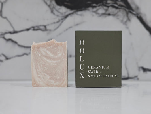 Geranium Swirl Pure Olive Oil Natural Bar Soap 110g | OOLUX