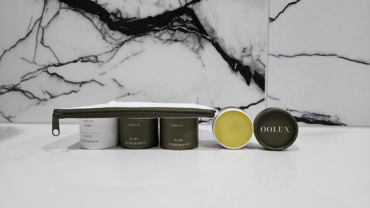 OOLUX Lip Trio Pot — Natural Olive Oil Lip Balm Gift Set, 3 Pack