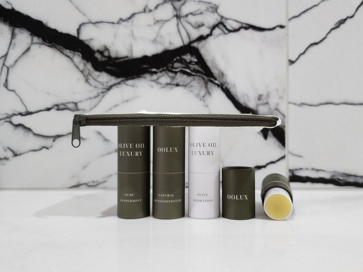 OOLUX Lip Trio Twist — Natural Olive Oil Lip Balm Gift Set, 3 Pack
