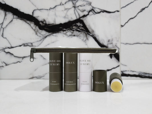 OOLUX Lip Trio Twist — Natural Olive Oil Lip Balm Gift Set, 3 Pack